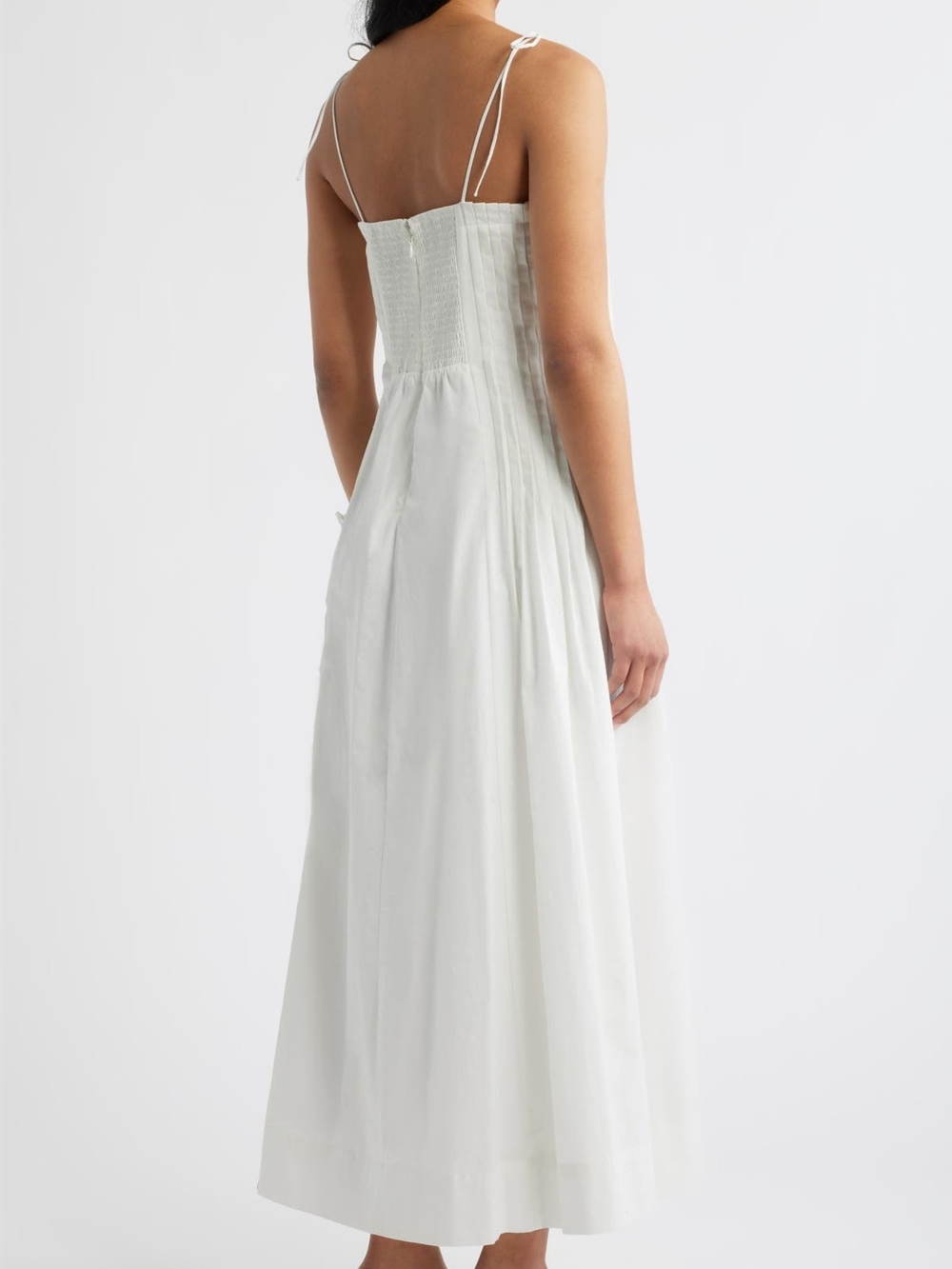 White Pleated Tie-Strap Camisole New Without Tag - Picture 6 of 11